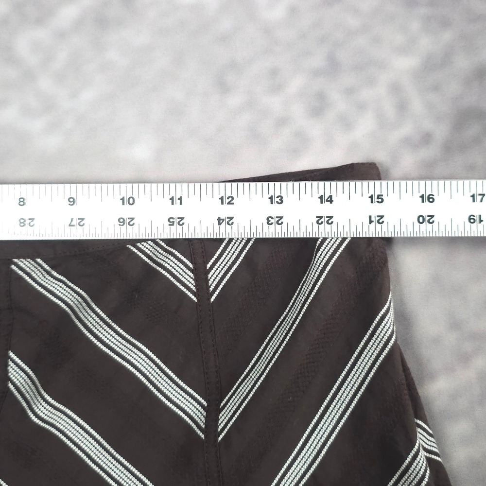 Preppy Chevron Stripe Cotton A Line Mini Skirt Brown Cream Geometric Womens 4 - Picture 6 of 7